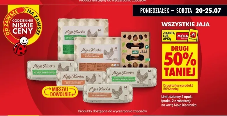 Jaja Moja Kurka M z chowu na wolnym wybiegu promocja w Biedronka