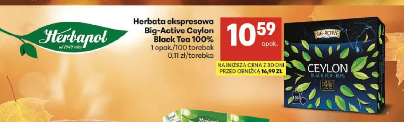 Herbata ekspresowa Big-Active Ceylon Black Tea 100% promocja w Delikatesy Centrum