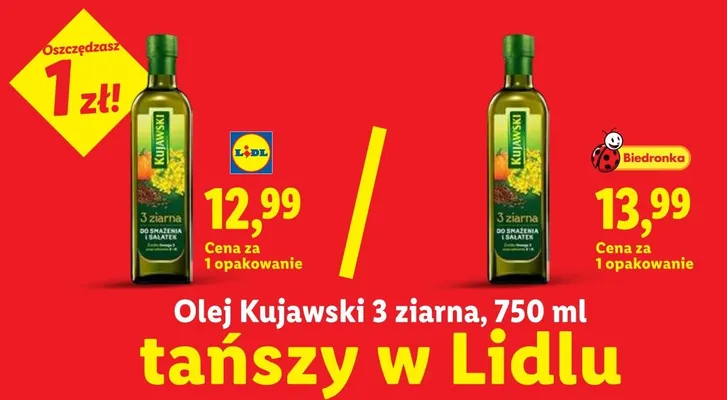 Olej Kujawski 3 ziarna promocja w Lidl