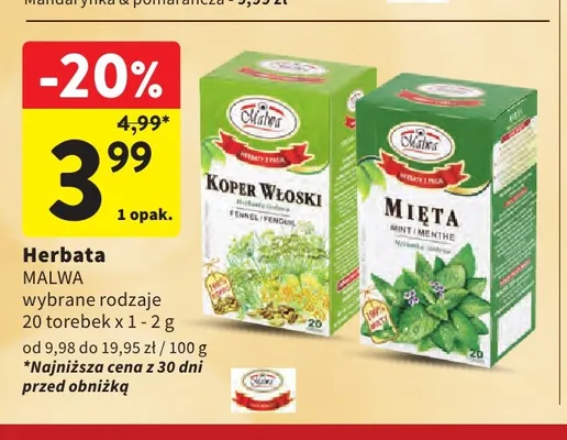 Herbata ziołowa Malwa Koper Włoski promocja w Intermarche