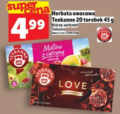 Herbata owocowa Teekanne 20 torebek promocja w TOPAZ