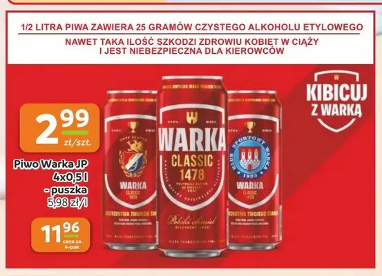 Piwo Warka Classic 4-pak 500 ml promocja w Gama