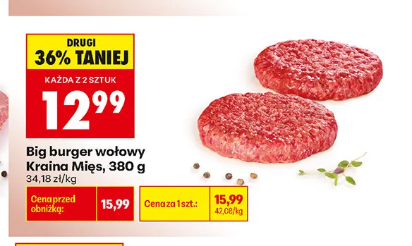 Big burger wołowy Kraina Mięs promocja w Biedronka