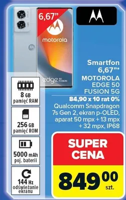 Smartfon 6,67'' MOTOROLA EDGE 50 FUSION 5G promocja w Carrefour