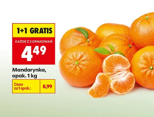 Mandarynka 1 kg 1+1 GRATIS promocja w Biedronka
