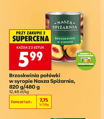 Brzoskwinie połówki w syropie Nasza Spiżarnia promocja w Biedronka