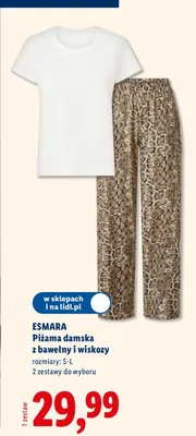 Piżama damska z bawełny i wiskozy promocja w Lidl