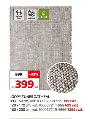 Dywan Loopy Tunes Oatmeal 160x230 cm promocja w Komfort
