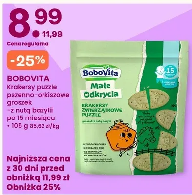 Krakersy puzzle pszenno-orkiszowe groszek z nutą bazylii promocja w Frisco
