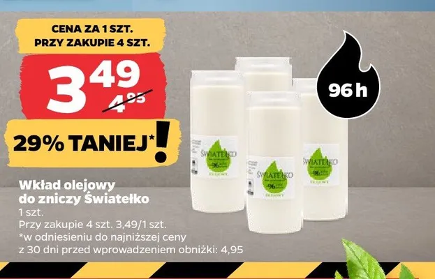 Wkład olejowy do zniczy Światełko promocja w Netto