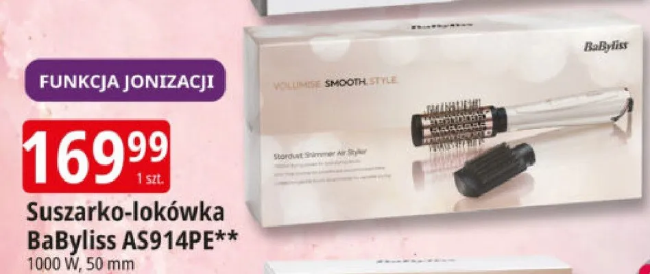 Suszarko-lokówka BaByliss AS914PE 1000W 50mm funkcja jonizacji promocja w Leclerc