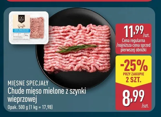 Chude mięso mielone z szynki wieprzowej Mięsne Specjały promocja w Aldi