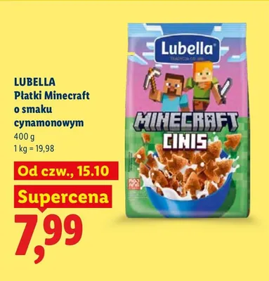Płatki Minecraft Cinis o smaku cynamonowym Lubella promocja w Lidl