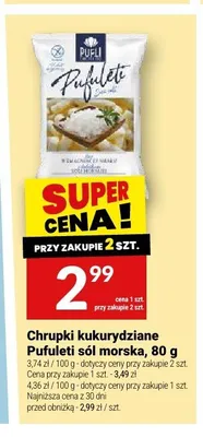 Chrupki kukurydziane Pufuleti sól morska 80 g promocja w Twój Market