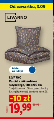 Pościel z mikrowłókna satynowego LIVARNO 140x200 cm promocja w Lidl