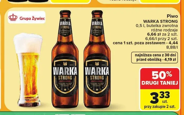 Piwo Warka Strong promocja w Carrefour