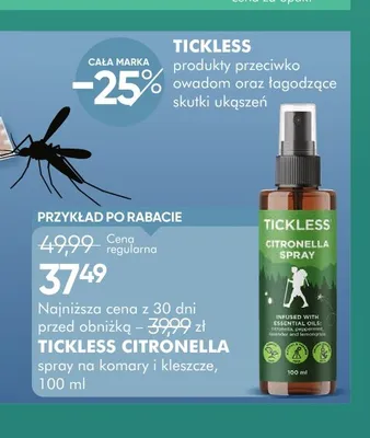 Spray na komary i kleszcze Tickless Citronella promocja w Super-Pharm