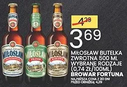 Piwo Miłosław butelka 500ml wybrane rodzaje Browar Fortuna promocja w Wafelek