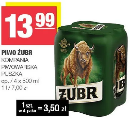 Piwo żubr puszka promocja w SPAR