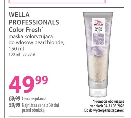 Maska koloryzująca do włosów Wella Professionals Color Fresh pearl blonde promocja w Hebe