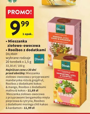 Rooibos z dodatkami kokos malina & kokos DILMAH promocja w Intermarche