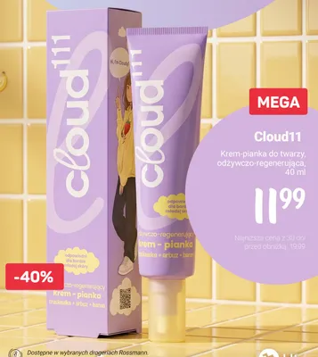 Krem-pianka do twarzy odżywczo-regenerująca Cloud11 promocja w Rossmann
