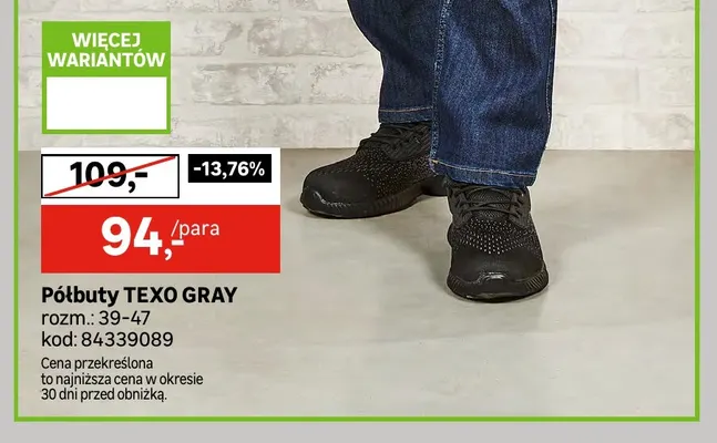Półbuty Texo Gray promocja w Leroy Merlin