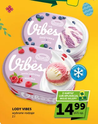 Lody Vibes wybrane rodzaje śmietanka & jagoda promocja w Groszek