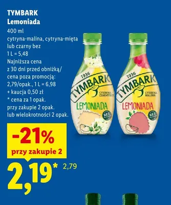 Lemoniada Tymbark Cytryna-Malina promocja w Lidl