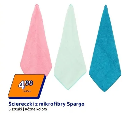 Ściereczki z mikrofibry Spargo 3 sztuki różne kolory promocja w Action