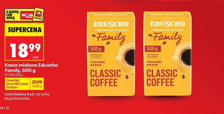 Kawa mielona Eduscho Family promocja w Biedronka