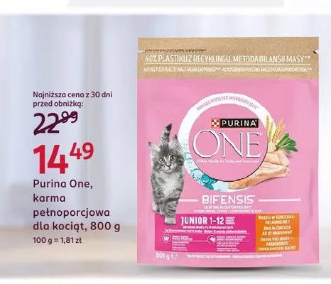 Sucha karma dla kociąt Purina One Bifensis Junior 800 g promocja w Rossmann