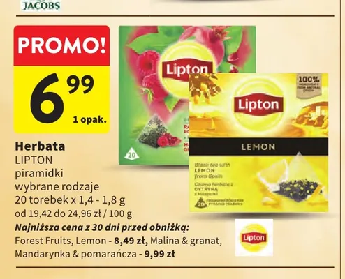 Herbata Lipton piramidki Forest Fruits promocja w Intermarche