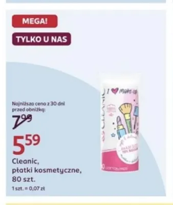 Płatki kosmetyczne Cleanic promocja w Rossmann