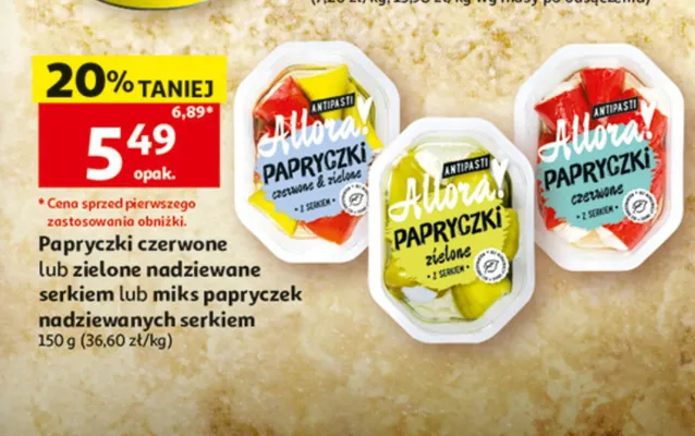 Papryczki czerwone nadziewane serkiem Allora promocja w Auchan