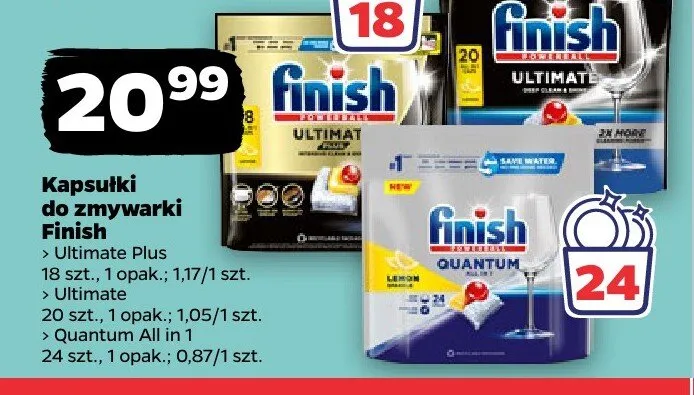 Kapsułki do zmywarki Finish Quantum All in 1 promocja w Netto