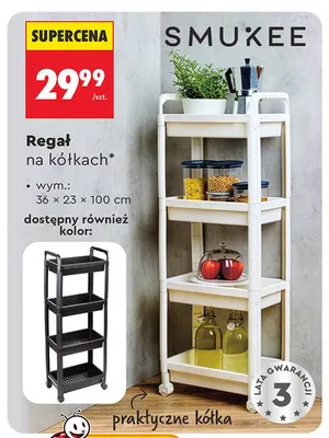 Regał na kółkach Smukee 36x23x100cm promocja w Biedronka