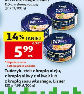 Tuńczyk stek z kroplą oleju Lisner promocja w Auchan