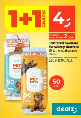 Chusteczki nawilżane dla zwierząt Naturelle 50 szt. w opakowaniu promocja w Dealz