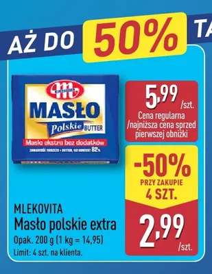 Masło polskie extra Mlekovita promocja w Aldi