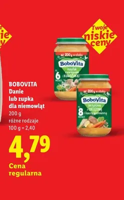 Danie dla niemowląt jarzynowa z cielęciną i kaszką jęczmienną BoboVita promocja w Lidl