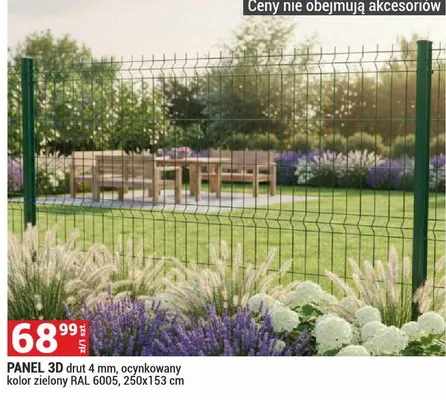 Panel 3D drut 4mm ocynkowany kolor zielony RAL 6005 250x153cm promocja w Merkury Market
