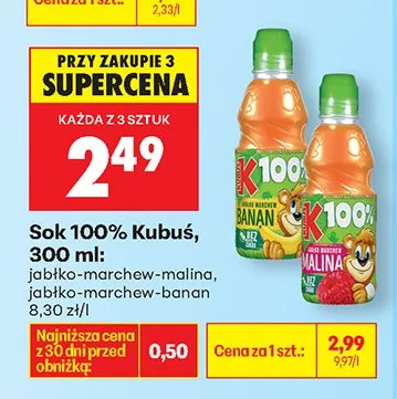 Sok 100% Kubuś promocja w Biedronka
