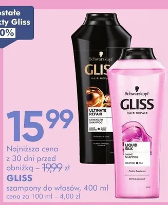 Szampon do włosów Gliss Liquid Silk promocja w Super-Pharm