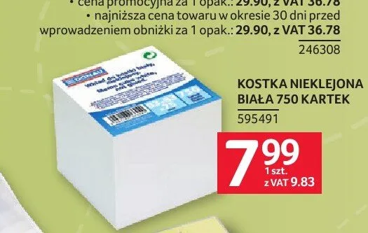 Kostka nieklejona biała Donau 750-pak promocja w Selgros