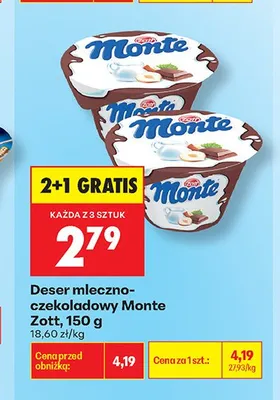 Deser mleczno-czekoladowy Monte Zott promocja w Biedronka