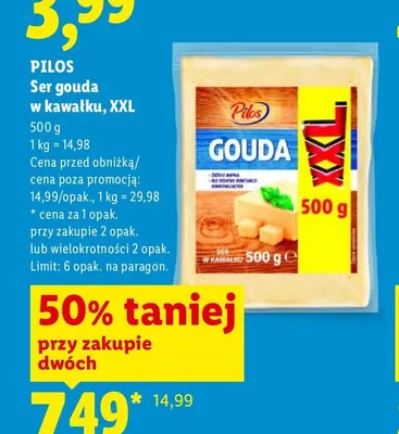 Ser Gouda w kawałku Pilos XXL promocja w Lidl