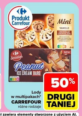 Lody Carrefour Sensation Peanut Ice Cream Bars wielopak promocja w Carrefour