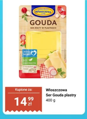 Ser Gouda plastry Włoszczowa promocja w Biedronka