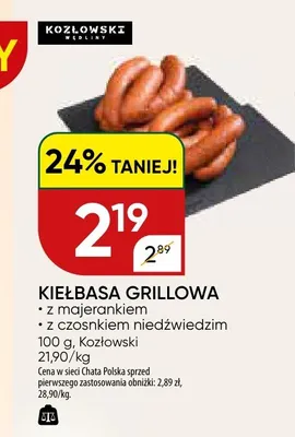 Kiełbasa grillowa Kozłowski z majerankiem promocja w Chata Polska